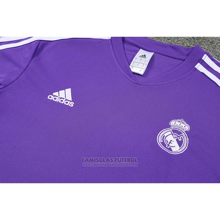 Fato de Treino Real Madrid Manga Curta 2022-2023 Purpura - Calcas Curta